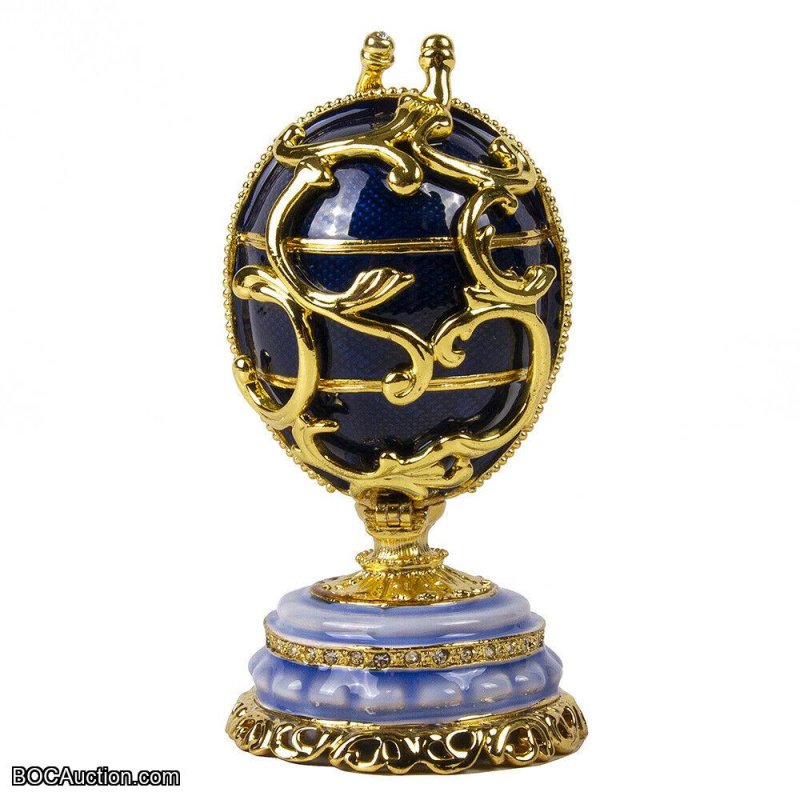 Handmade Faberge Egg Replica Golden Pattern Casket