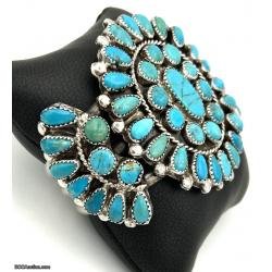 Vintage bracelet turquoise gemstone mosaic cuff bezel