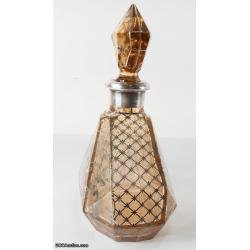 Rarity Vintage Sterling Silver Amber Glass Bottle Decor