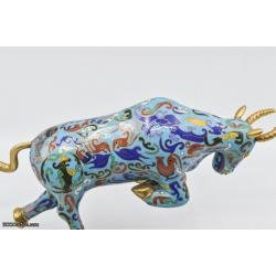 Vintage Chinese Cloisonne Bull Rarity Statuette Decor
