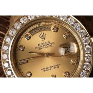 Rolex 36mm Presidential 18kt Gold Champagne Baguette Diamond Dial  Diamond Bezel