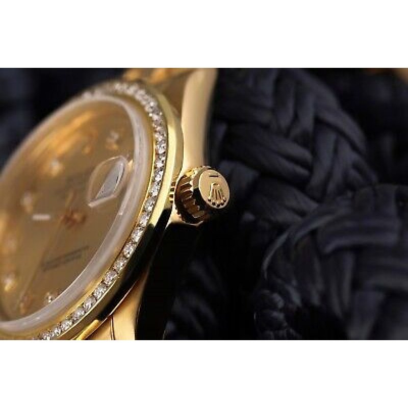 Rolex 31mm Presidential 18kt Gold Champagne Diamond Dial Diamond Bezel 68278