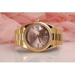 Rolex Presidential 36mm Day Date Pink 8+2 Diamond Dial 18k Yellow Gold Watch