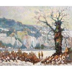 GEORGES TAILLEFER (1921-2006) LARGE SIGNED ROUEN POST IMPRESSIONIST OIL - WINTER