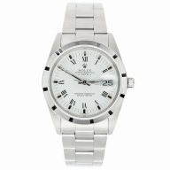 Unisex Rolex Date Stainless Steel Watch Oyster White Roman Dial 15010 Circa 1988
