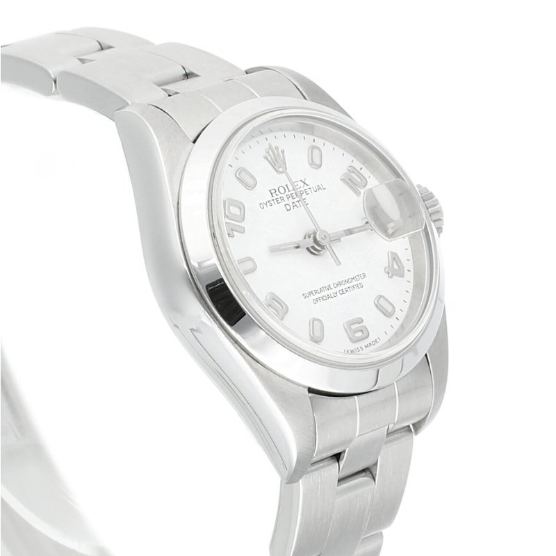 Rolex Date White Dial Oyster Bracelet Steel Ladies Watch 69160