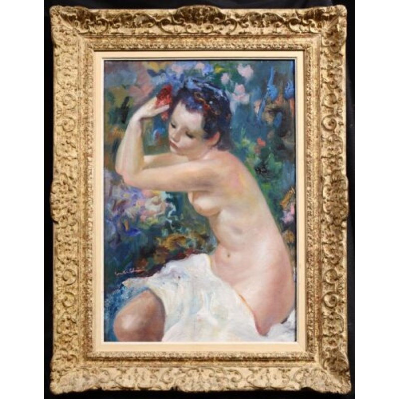 LUIGI CORBELLINI (1901-1968) LARGE SIGNED FRENCH OIL CANVAS - NUDE RESTING