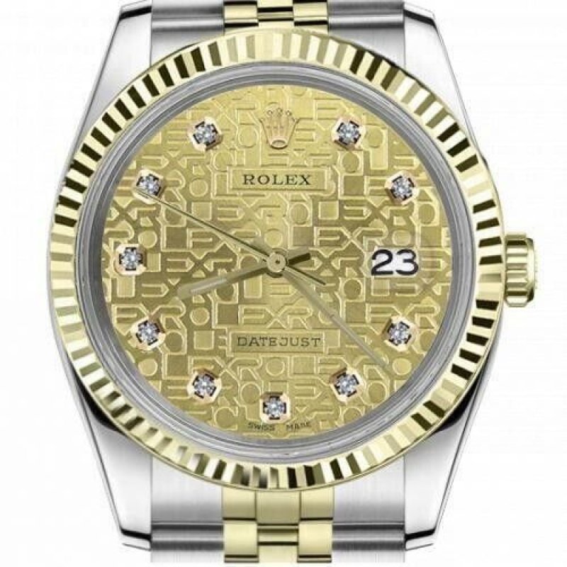 ROLEX DATEJUST 36 MM CHAMPAGNE JUBILEE DIAMOND DIAL JUBILEE BAND TWO TONE WATCH